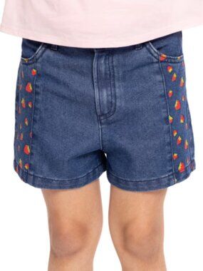 Strawberry Shortcake Girls Graphic Print Denim Shorts, Medium Wash, Size XL NWT